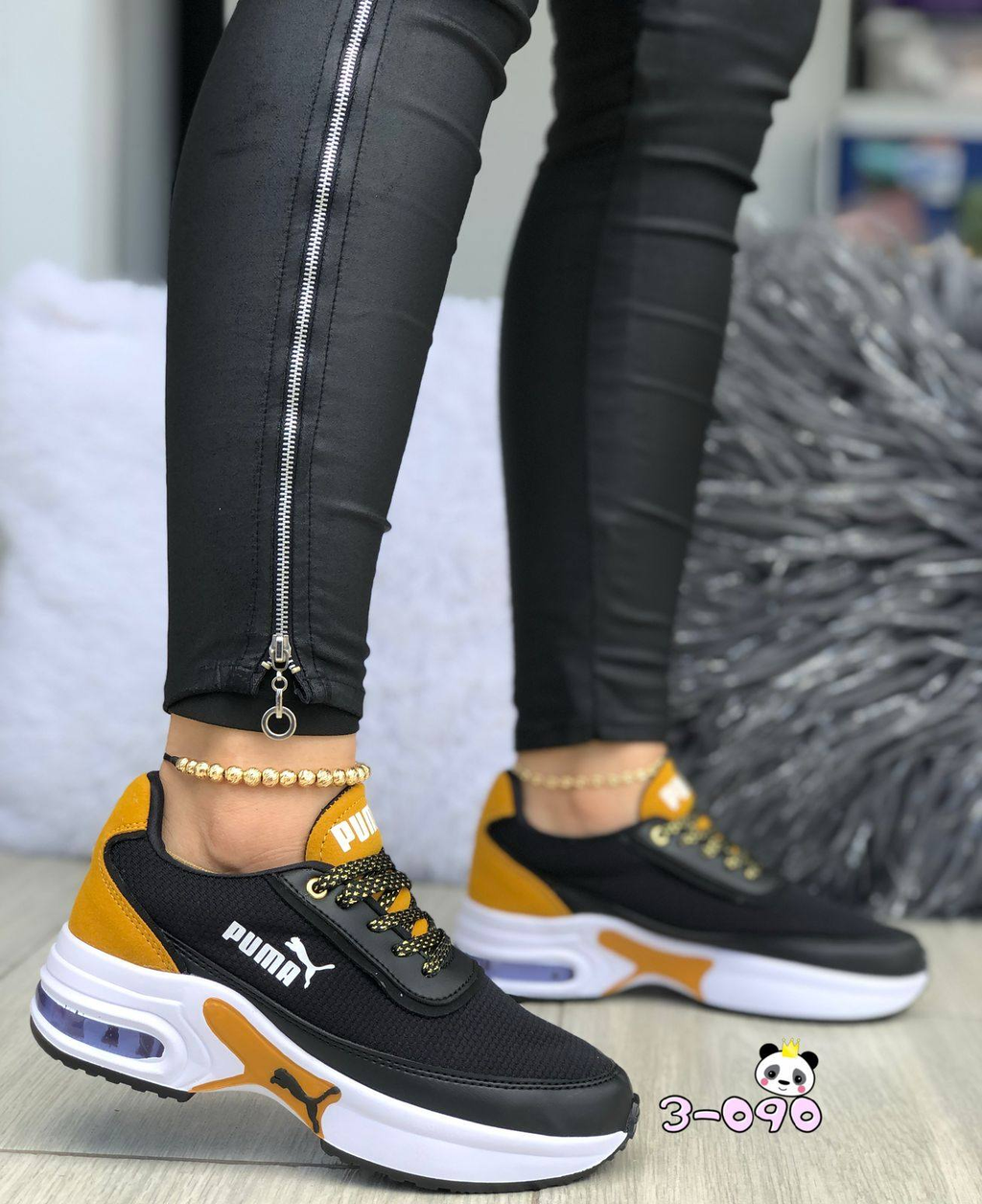 Puma Negro Mostaza Plataforma: Estilo Urbano con Altura y Actitud